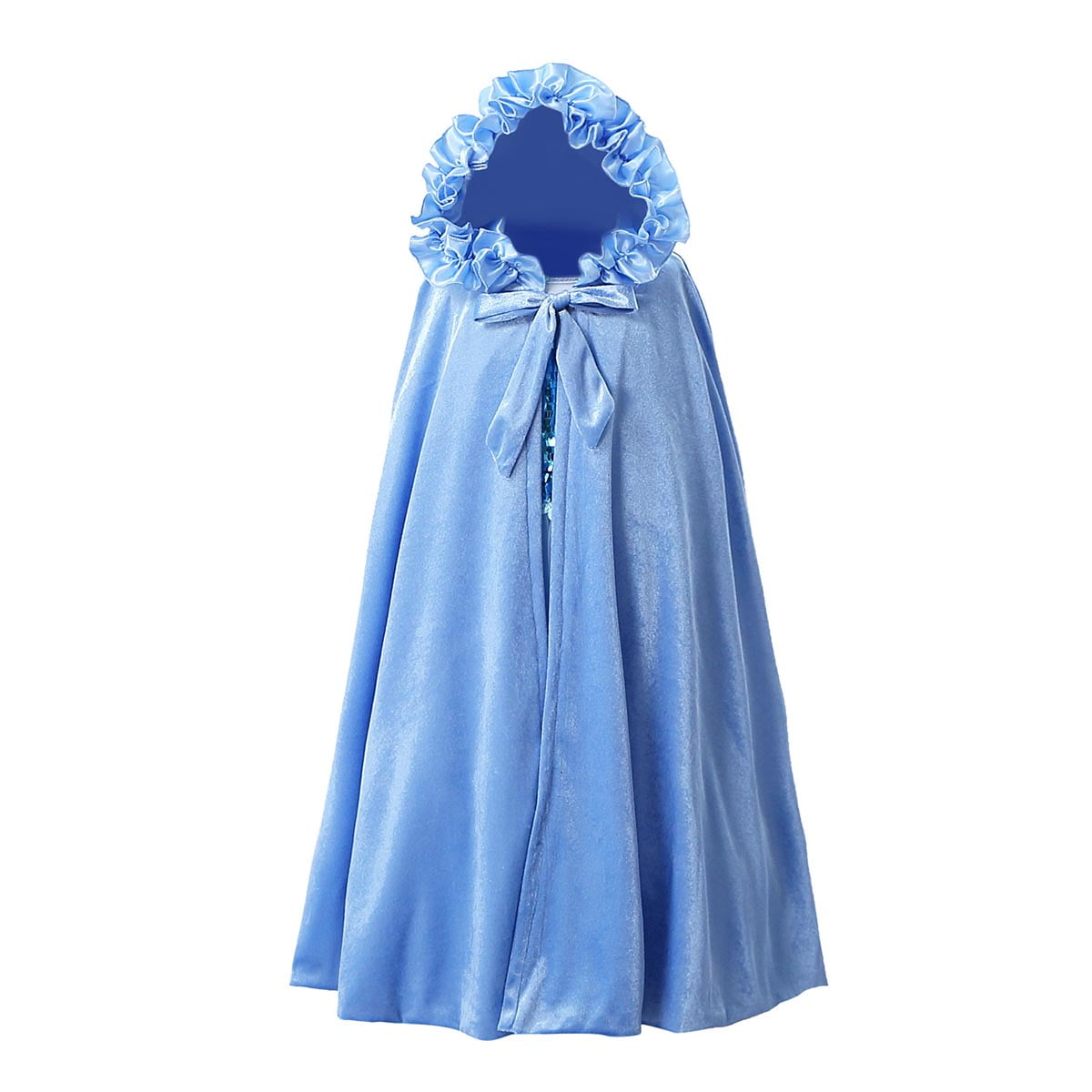 Girls Princess Elsa Velvet Hooded Long Cape Cloak Costumes Dress Up Big Cape 