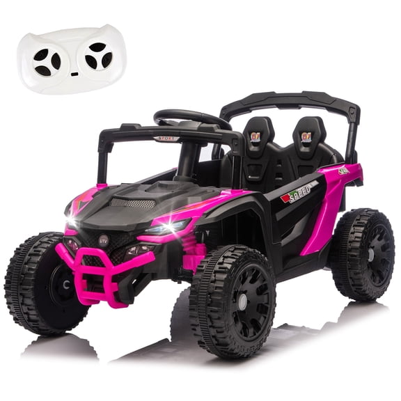 Cirayno 24V Ride on Car with Remote Control, 2 Seater Electric UTV with Bluetooth & Music, Up to 3.11 MPH, 160W Powered Ride on Toys for Kids Age 3 4 5 Years, Pink