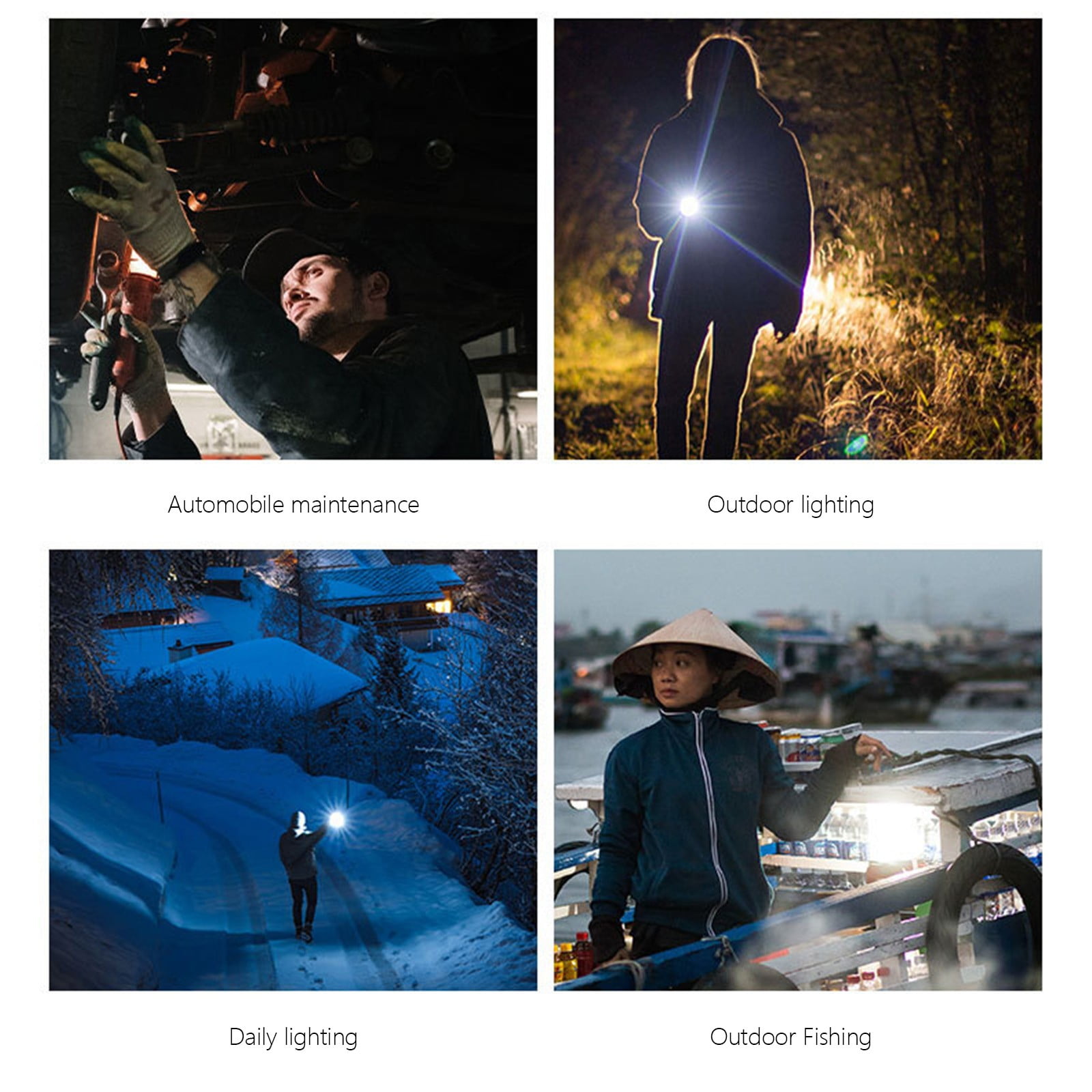 Ikohbadg Mini Small Pocket LED Flashlight, USB Rechargeable Flashlight 4 Modes, Bright LED Handheld Flashlight with COB Side Lights Portable Flashlights for Camping, Hiking, Emergency and Daily, 4Pcs
