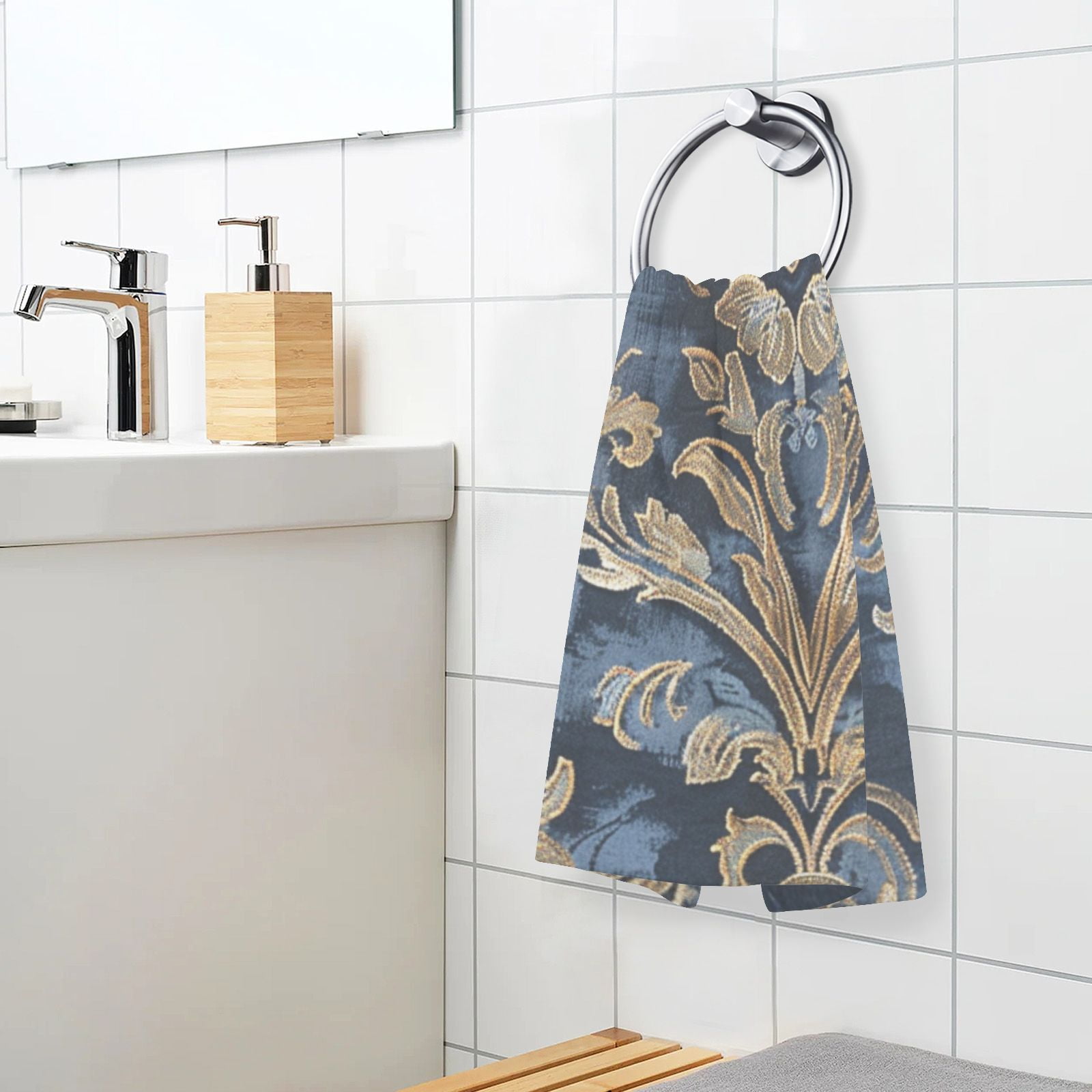 Boho Floral Hand Towels Cotton Bath Towels Large Face Towels Absorbent for Bathroom 2 Packs