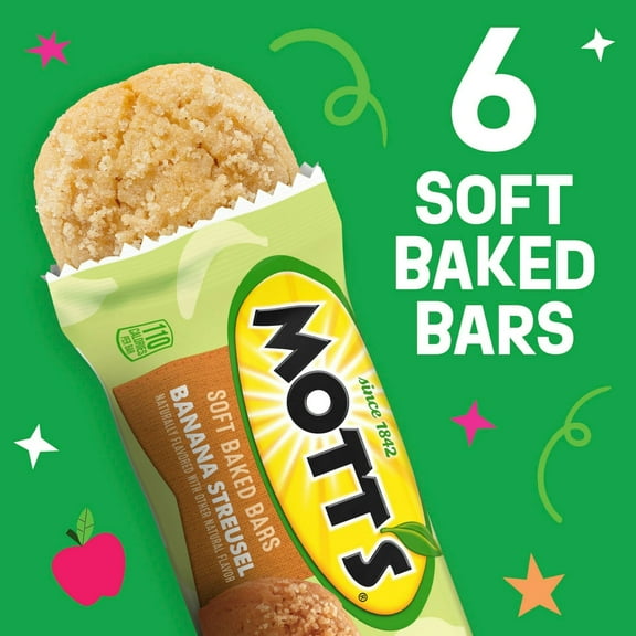 Mott's Soft Baked Bars, Banana Streusel, Made with Applesauce, 6 Ct, 5.76 oz(2 Packs)