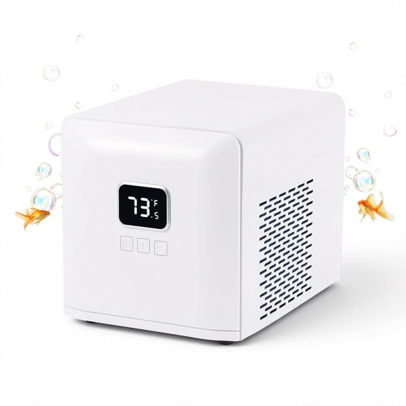 26Gal Small Aquarium Chiller, 1/13HP Built-in Pump Water Cooler, Compact Fish Tank Cooling System for Axolotl Coral Hydroponics, 110V