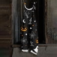 thumbnail image 2 of JULMCOMO Halloween Jumpsuits for Women Cotton Linen Pumpkin Cat Ghost Printed Spaghetti Strap Holiday Outfits Plus Size Loose Cute Print Jumpsuits Black XL, 2 of 5