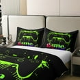 thumbnail image 3 of Literie de Jeu Moderne 100 % Coton pour Garçon Adolescent Taille Simple, Housse de Couette Réversible Douce et Confortable, Housse de Couette de Jeux Vidéo, Ensemble de Lit Doux et Respirant pour Joueur, Vert Noir (Sans Couette), 3 of 6