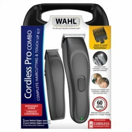 Wahl Cordless Pro Combo, Hair Clipper Touch Up Trimmer, Rinseable Blades, Black 3028040