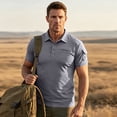 thumbnail image 4 of Havenx Polo Shirts for Men Short Sleeve Button Down Polo Shirts with Pockets Collared Polos Refreshing Silky Soft Lightweight Summer Clothing,Gray S, 4 of 5
