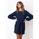 thumbnail image 4 of Vestido corto elegante de manga larga con cuello redondo y cintura con lazo para mujer, 4 of 8