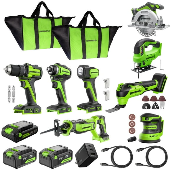 8pcs 6.5" Circular saw+400in-lbs drill driver+flashlight + impact driver+multi tool+recip saw+jig saw+sander Combo kit