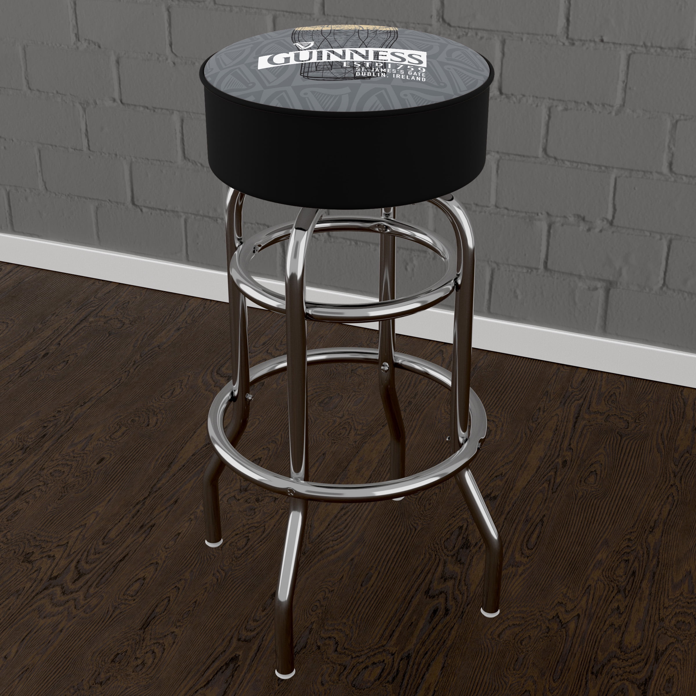 Trademark Gameroom Guinness Line Art Pint Bar Stool with Padded Seat