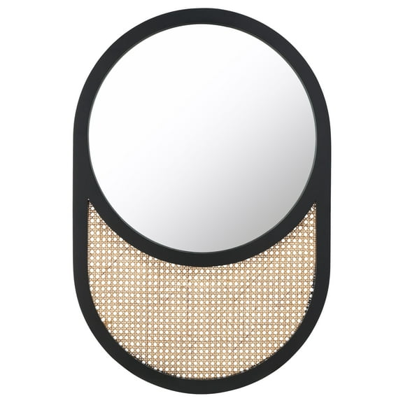 SAFAVIEH Danya 23.7 in. x 35.5 in. Dia. Round Solid Mirror, Black/Natural