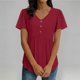 thumbnail image 5 of Camiseta de Encaje de Manga Corta de Cuello Alto para las Mujeres Muñeca de Manga Corta Botón para las Mujeres, Cintura Cinching V-Cuello de Verano Top, 5 of 9