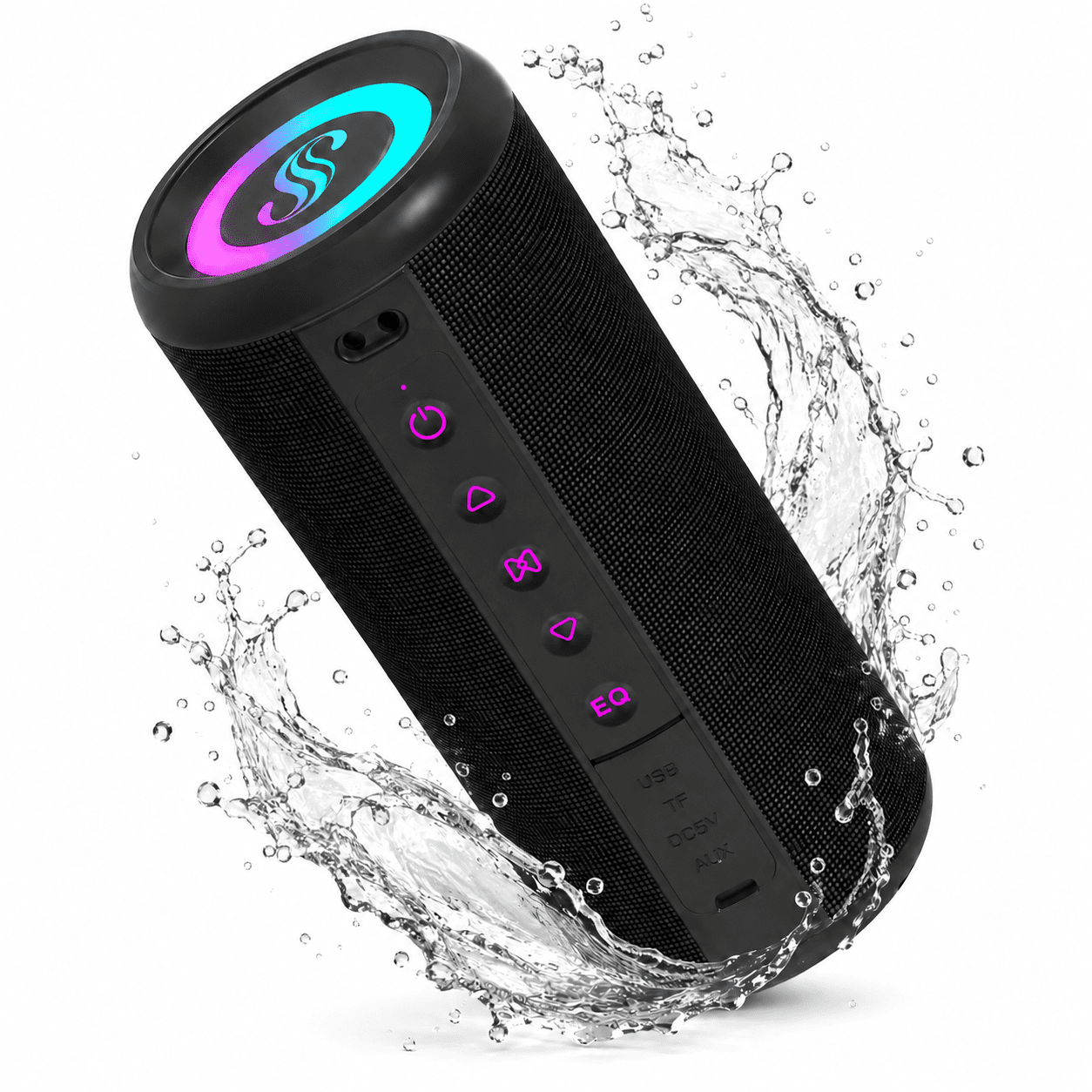 Portable Bluetooth Speaker, 20W HD Stereo Sound, Bluetooth 5.4, 20H Playtime, IPX7 Waterproof, RGB Lights, TWS Pairing, EQ, Built-in Mic for Outdoor, Party, Home