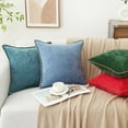 thumbnail image 6 of decorUhome Chenille Throw Pillow Covers 18x18 Set of 2, Soft Farmhouse Decorative Pillow Covers, Blue(Pillow Cover Only, No Inserts Included), 6 of 10