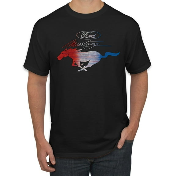 Wild Bobby, Classic Ford Mustang Car Logo, Cars and Trucks, Men's Graphic T-Shirt, Black, Medium