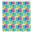thumbnail image 3 of Colorful Shower Curtain, Skewed Square Shapes with Round Edges Overlap Geometric and Futuristic Design, Fabric Bathroom Set with Hooks, 69W X 75L Inches Long, Multicolor, by Ambesonne, 3 of 3