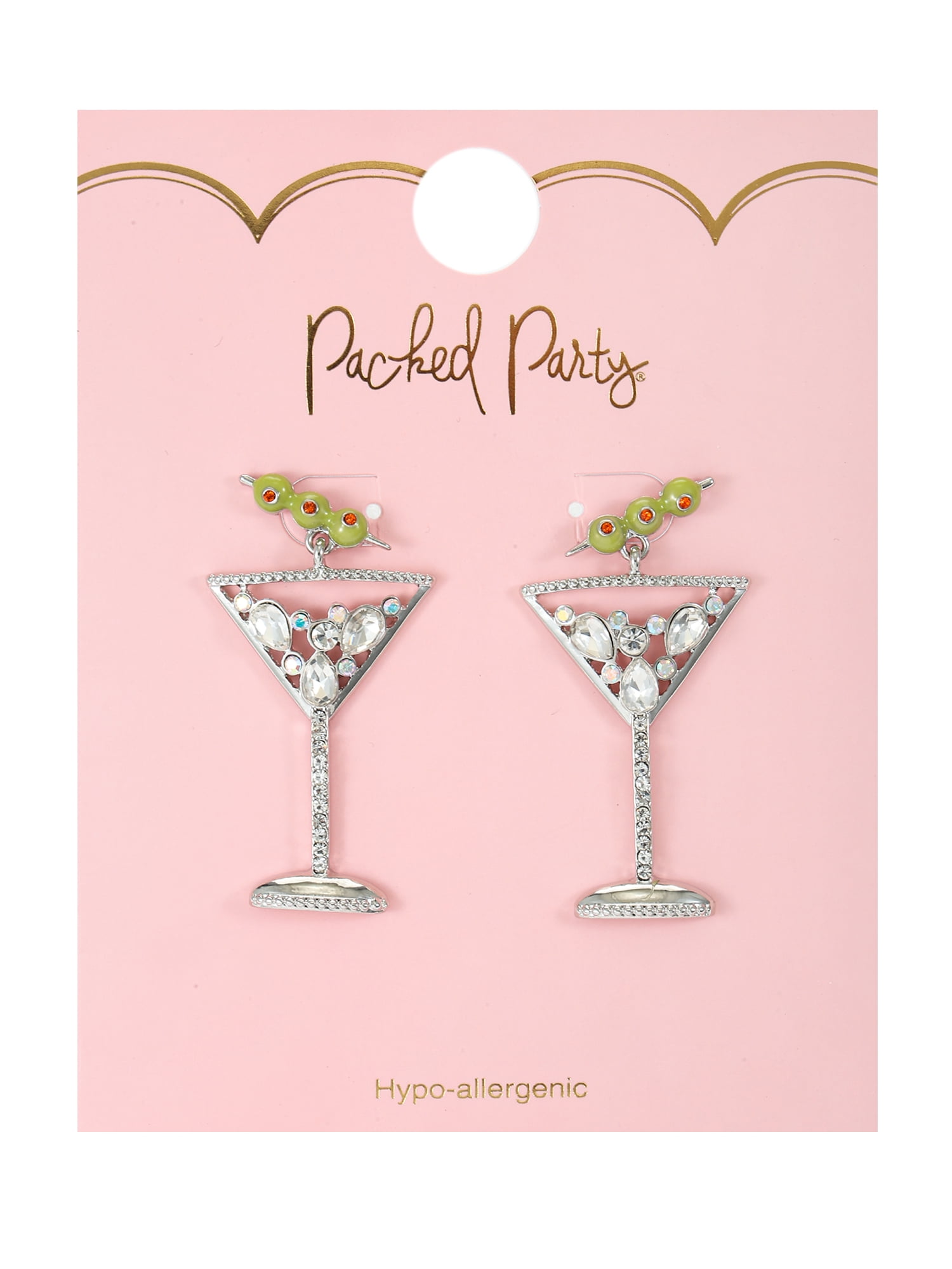 Packed Party Women's Teeny Martini Dangling Stud Earrings, 1 Pair