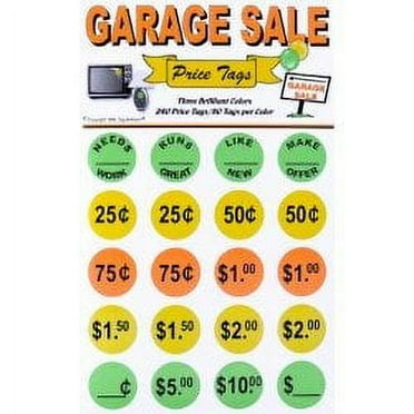 Garage Sale Labels, 240 Round Price Stickers, Great for Organizing and Pricing Items While Preparing to Move!!