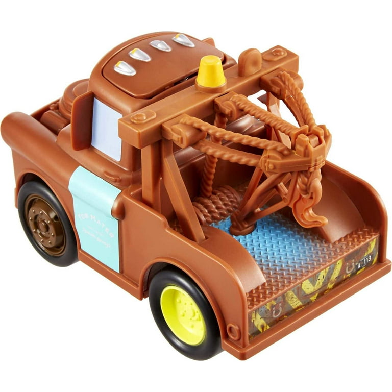 Toy stork truck carrying 4 colored cars 