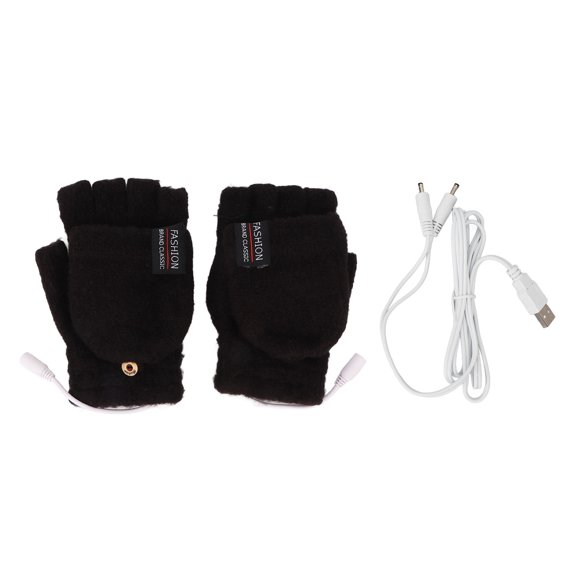 USB Heated Gloves Electric Half Hands Double Sided Heating Warm Laptop Gloves for Outdoor Indoor