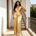 thumbnail image 6 of mdesiwst Women's Satin Sleeveless Jumspuist Cowl Neck Wide Leg Long Pants Dressy Romper High Waist Club Night Party One Piece Outfits, 6 of 8