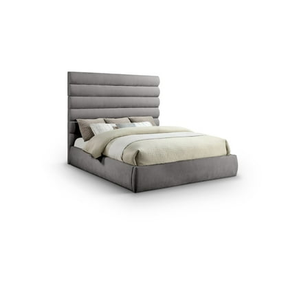 Meridian Furniture Adam Grey Chenille Fabric King Bed