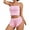 Pink, variant on Ribbed Pajamas Set for Women Sexy Cami with Side Slit Shorts Sleepwear Lingerie 2 Piece Pjs Nightwear