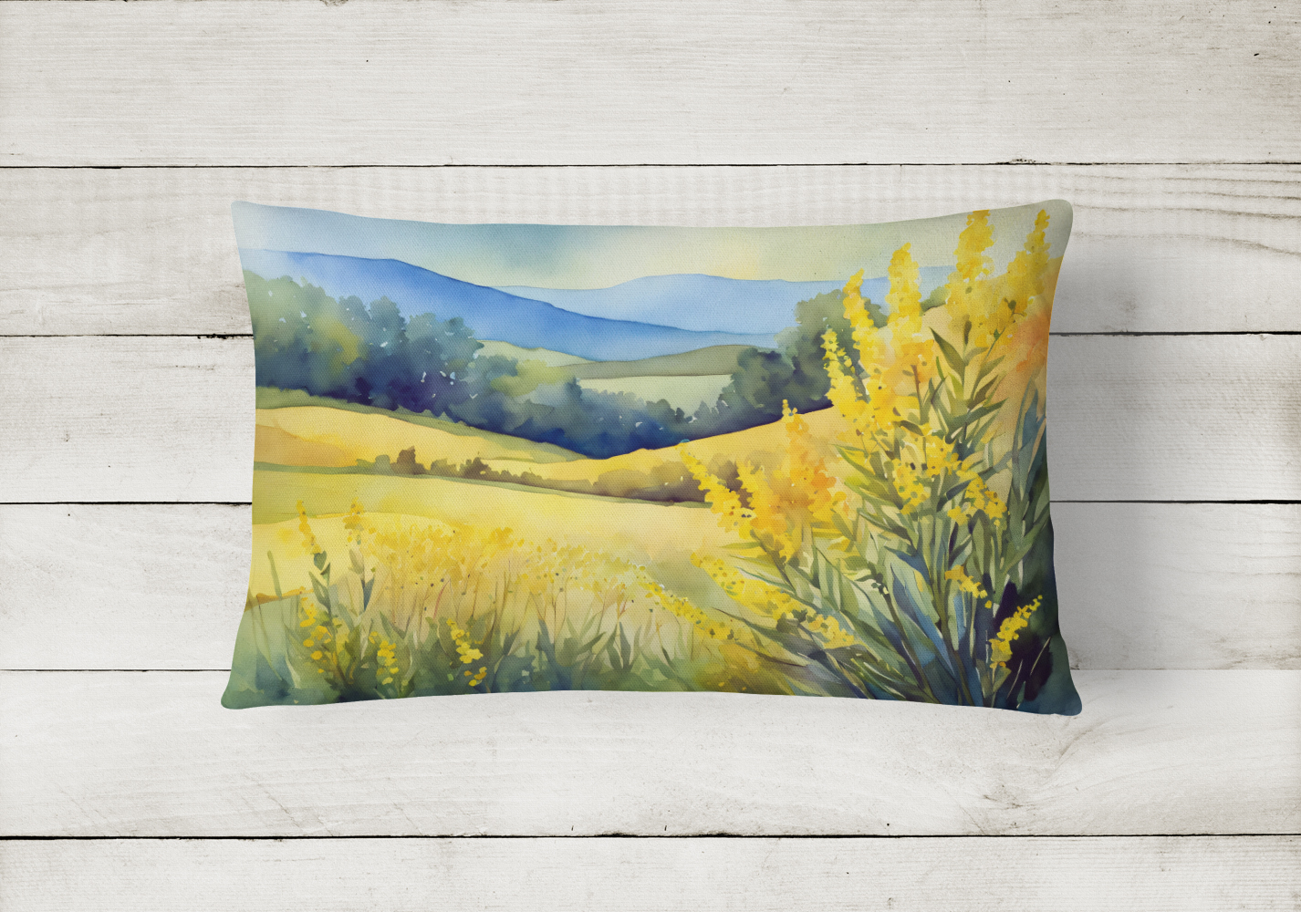 Kentucky Goldenrod in Watercolor Fabric Decorative Pillow 12 in x 16 in - image 2 of 4