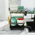 thumbnail image 5 of Large Dish Drying Rack for Kitchen Counter,Detachable Large Capacity Dish Drainer Organizer with Utensil Holder,2-Tier Dish Drying Rack with Drain Board,Black, 5 of 10