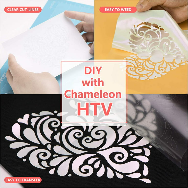  HTV Chameleon Heat Transfer Vinyl Bundle 9 Packs 12x10 Iron  On Vinyl for T-Shirt 9 Assorted Chameleon Gradient Change Color PU HTV  Sheet, DIY Design for T-Shirt : Arts, Crafts 