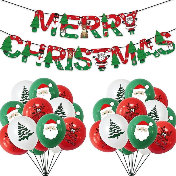 Juego de 20 Globos de Látex para Decoración de Fiestas Navideñas, Pancarta Navideña, Globo de Papá Noel, Profesión