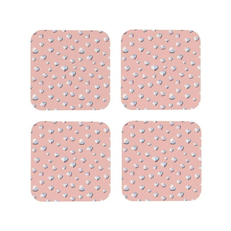 

Drink Coasters Set of 4 shining heart Leather Coasters for Coffee Table Protector Heat Resistant Cute Coasters for Home Decor Housewarming Gifts Bar Kitchen 4 Inch Square