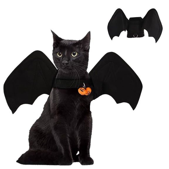 Halloween Black Bat Wings Pet Cosplay Costume, Spooky Holiday Decor Outfit Clothes for Puppies, Small Dogs & Cats