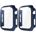 thumbnail image 1 of 2 Pack Matte Blue 44mm Case for Apple Watch Series 6 5 4 Se 44mm Tempered Glass Screen Protector Case, Full Coverage Hard Pc Shockproof Iwatch Cover Bumper (44mm, Blue+Blue), 1 of 4