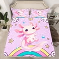 thumbnail image 2 of Erosebridal Cartoon Animal Axolotl Bed Sheets Twin,Rainbow Stars Print Bedding Twin Size,Glitter Print Sheet Set Twin,Super Cozy Room Decorative,3 Pieces, 2 of 6