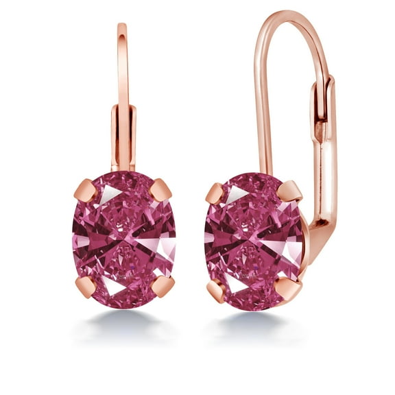 Gem Stone King Brass Rose Gold Plated Earrings Set with Red Zirconia