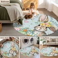 thumbnail image 6 of Happy Easter Area Rugs 5ft Bunny Floral Egg Trees Teal Green Wood Grain Floor Rug Non Slip Low Pile Ultra Soft Circle Carpet for Living Room Bedroom Dining Room, 6 of 9