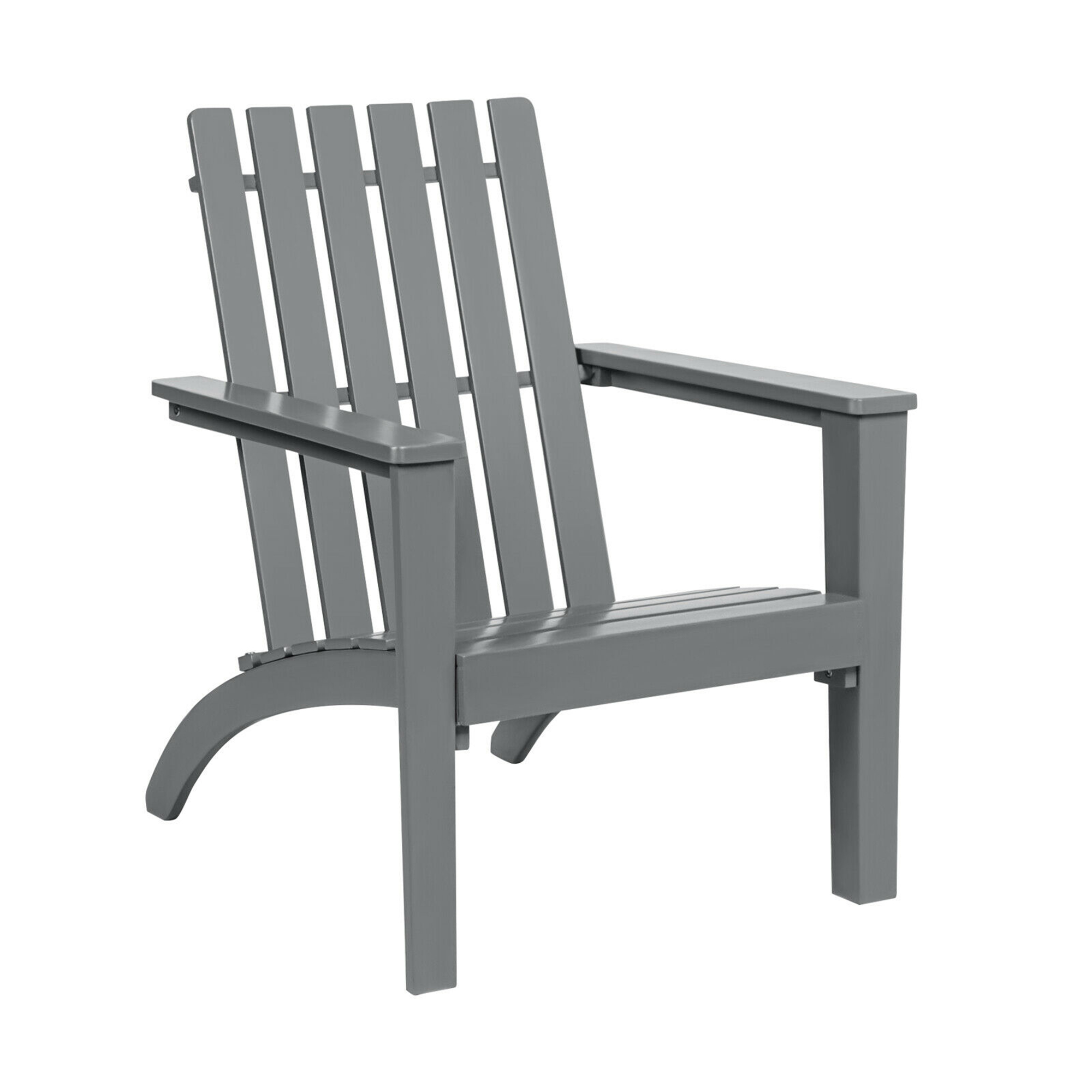 Gymax Set of 2 Outdoor Wooden Adirondack Chair Patio Lounge Chair w/ Armrest Grey