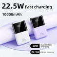 thumbnail image 3 of New mini ultra-thin 10000mAh portable power bank with built-in USB 22.5W super fast charging,dual Type-C/PD20W bidirectional fast charging,supports dual input/dual output, small size, large capacity, 3 of 14