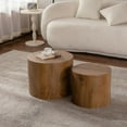 thumbnail image 5 of Tcbosik Nesting Coffee Table Set of 2, Modern Round Cocktail Table, Accent Table for Small Space, Side Table for Living Room, Bedroom, Brown, 5 of 9