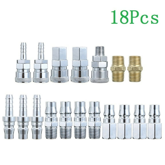 18Pc Air Hose Fittings for Nitto Type Male Female Barb Coupler Compressor Air Tools