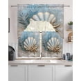 thumbnail image 2 of Coastal Kitchen Curtains Sets 24 Inch Length with Valance, Botanical Starfish Shell Nautical Beach Swag Valances and Tiers Curtain Set Drapes Swag Curtains for Living Room, Bathroom, Bedroom, Cafe, 2 of 6