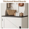 thumbnail image 4 of Space-Saving Farmhouse Hall Tree with Shoe Storage - 23.6" Narrow Entryway Bench, 5 Coat Hooks, 2 Open Cubbies, Barn Door - Small Coat Rack Cabinet for Hallway, Living Room, Mudroom - White, 4 of 8