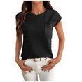 thumbnail image 2 of ChaoHeng Women's Casual Knit Pocket Short-Sleeve Round Neck Top Short Sleeve Shirts for Ladies Plus Size,Black S, 2 of 7