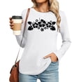 thumbnail image 4 of Telankuip Soft Comfortable T-Shirts for Womens Fashion Floral Printed Preppy Oversized Cute Graphic Crewneck Pullover Tops Long Sleeve Lightweight Thin Basic Casual Y2k Tees White M, 4 of 5