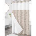 thumbnail image 3 of No Hook Shower Curtain with Snap-in Liner, Beige Pink Floral Waterproof Fabric Bathroom Curtains, Spring Flowers Bath Curtains & Mesh Top Window 54"x78", 3 of 9