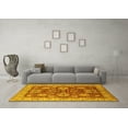 thumbnail image 3 of Ahgly Company Machine Washable Indoor Square Oriental Yellow Industrial Area Rugs, 7' Square, 3 of 4
