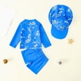thumbnail image 4 of TOWED22 Infant Baby Swimsuit Boy Dinosaur Bathing Suit Toddler Swim Trunks and Rash Guard for Boys Swim Set Summer Hat Blue,6-12 M, 4 of 4