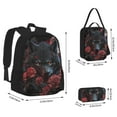 thumbnail image 2 of Balery Rose Full Moon Black Wolf Mochila escolar 3 en 1 para niños: mochila resistente con lonchera térmica y estuche para lápices. Mochila escolar para niños y niñas., 2 of 7