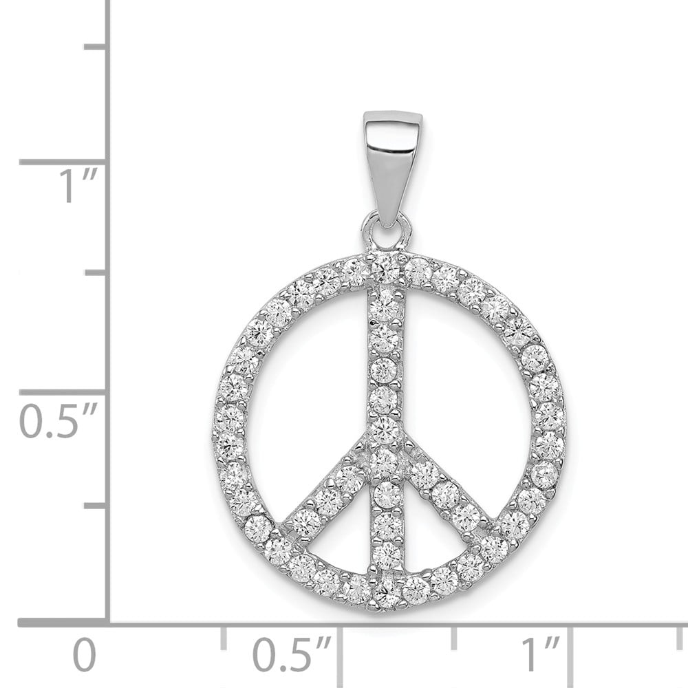 Sterling Silver Jewelry Pendants /& Charms 20 mm 27 mm CZ Peace Symbol Pendant