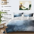 thumbnail image 3 of Blue Color Block Duvet Cover Set King Size, Abstract Shabby 4 Piece Soft Microfiber Bedding Set with 1 Duvet Cover, 1 Flat Sheet, 2 Pillowcases, 3 of 9